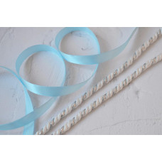 Набір для декору ялинкових іграшок Tela Artis: шнур 6мм білий/срібло+ стрічка світло-блакитна 1,2см
