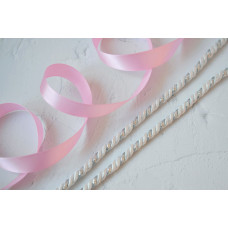 Набір для декору ялинкових іграшок Tela Artis: шнур 6мм білий/срібло+ стрічка світло-рожева 1,2см