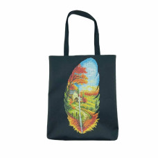 Шоппер_657 Virena Заготовка для вишивки бісером - Сумка-шоппер Перо з пейзажем 38х42 см (сумочна тканина)