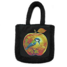 Шоппер_811 Virena Заготовка для вишивки бісером - Сумка-шоппер Пташка в скляному яблуці 43x30 см (штучне хутро Teddy)