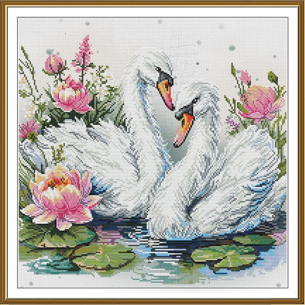 СР2363 Нова Слобода Набір для вишивки рахунковим хрестиком - Біле пір'ячко 32x32 см, Aida 16 (канва з фоном) СР2363 Нова Слобода Набір для вишивки рахунковим хрестиком - Біле пір'ячко 32x32 см, Aida 16 (канва з фоном)