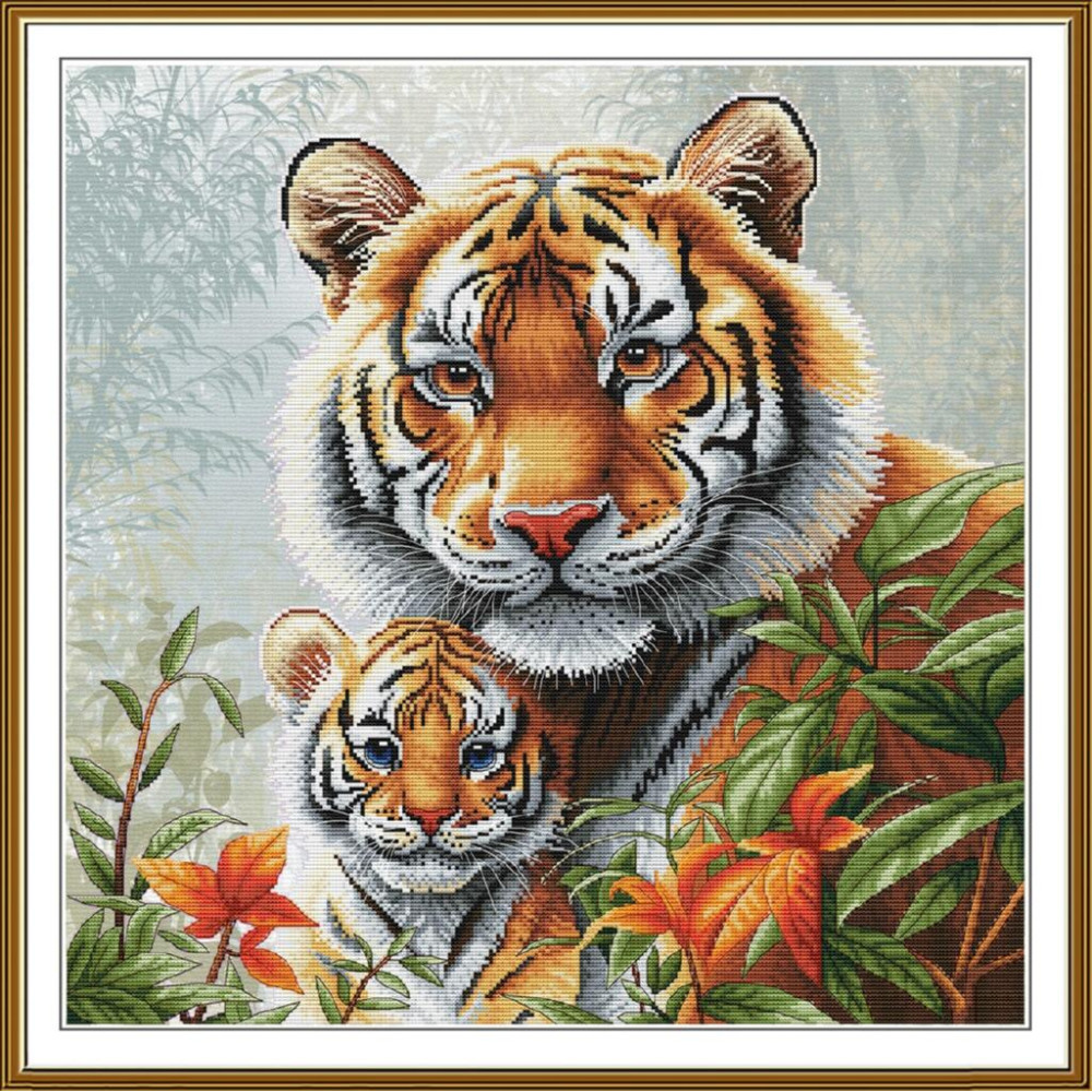 СР2370 Нова Слобода Набір для вишивки рахунковим хрестиком - Тигриця з малюком 42x42 см, Aida 16 (канва з фоном) СР2370 Нова Слобода Набір для вишивки рахунковим хрестиком - Тигриця з малюком 42x42 см, Aida 16 (канва з фоном)