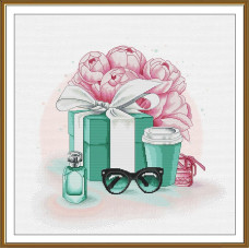 СР2376 Нова Слобода Набір для вишивки рахунковим хрестиком - Подарунок від Тіффані 31x31 см, Aida 16 ct (канва з фоном)