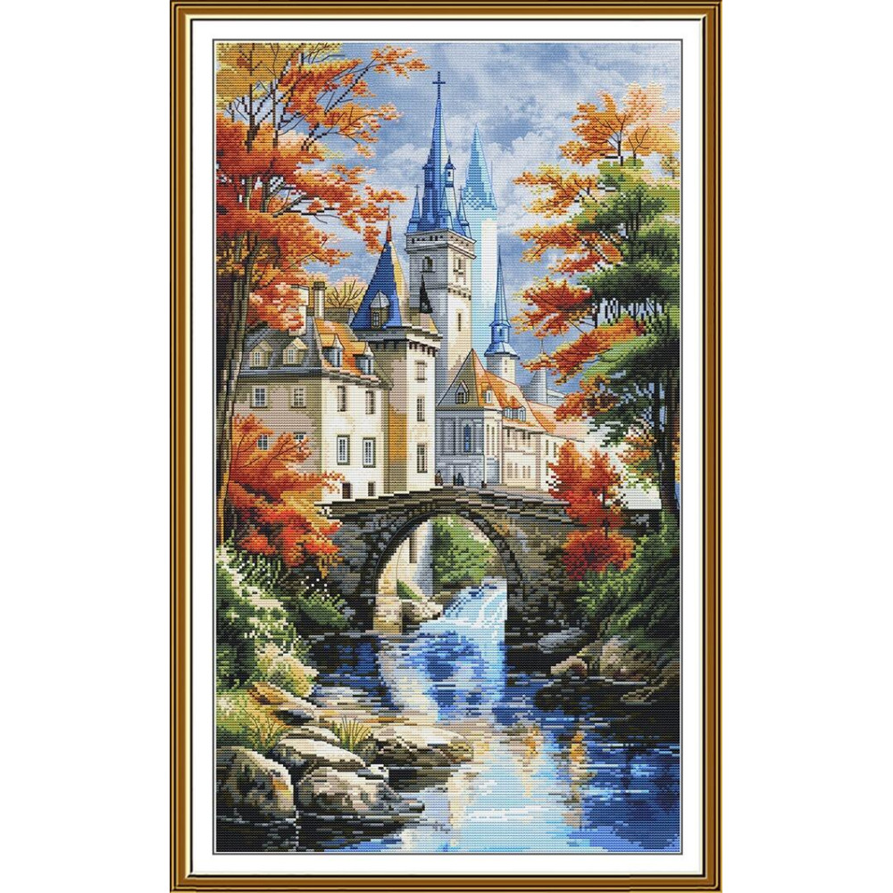 СР3462 Нова Слобода Набір для вишивки рахунковим хрестиком - Краєвид із замком 30x52 см, Aida 16 (канва з фоном) СР3462 Нова Слобода Набір для вишивки рахунковим хрестиком - Краєвид із замком 30x52 см, Aida 16 (канва з фоном)