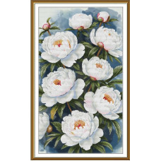 СР3463 Нова Слобода Набір для вишивки рахунковим хрестиком - Імператорські півонії 29x51 см, Aida 16 (канва з фоном)