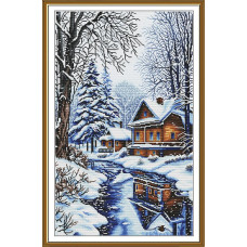 СР3468 Нова Слобода Набір для вишивки рахунковим хрестиком - Лісовий затишок 30x48 см, Aida 16 ct (канва з фоном)
