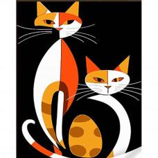 SS1010 Геометричні коти в стилі сюрреалізму, 30х40 см. Strateg. Картина за номерами (Стратег)