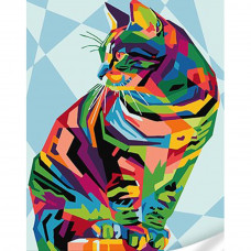 SS1089 Милий кіт у стилі поп-арт, 30х40 см. Strateg. Картина за номерами (Стратег)