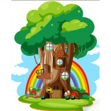 SS6728 Будиночок на дереві, 30x40 см. Strateg. Картина за номерами (Стратег)