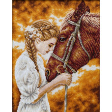Т-1298 Дівчина з конем. ВДВ. Схема для вишивання бісером
