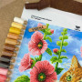 ТБ_А2Н_057 Virena Набір для вишивки бісером - Кіт у мальвах, 58х41 см