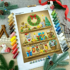 ТБ_А3Н_583 Virena Набір для вишивки бісером - Семплер різдвяний 27х36,5 см (габардин)