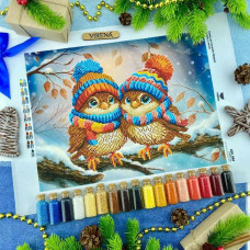 ТБ_А3Н_584 Virena Набір для вишивки бісером - Горобці у зимку 36,5x27 см (габардин)