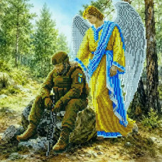 ТБ_КВ_3026 Virena Набір для вишивки бісером - Ангел охоронець військових 29,5x29,5см (габардин)