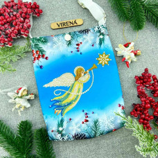 ТБ_Мішечок_213 Virena Набір для вишивки бісером та бусинам - Мішечок для посівання янгол з зіркою 16х22,5х2 см (габардин)