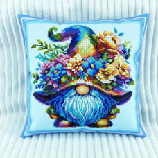 ТБ_НД_246 Virena Набір для вишивки бісером - Наволочка декоративна Гном з квітами 31x31 см (схема на габардині)