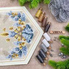 ТБ_Ранер_146 Virena Набір для вишивки бісером - Святковий ранер зі свічкою та дзвониками 28х72 см (габардин)
