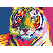 TC3379 Разноцветный тигр. Пан Мольберт. Набор для рисования картины по номерам