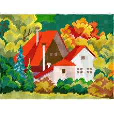 TH49 Чарівна осінь. Quick Tapestry. Набір для вишивки пряжею гобеленовим стібком по канві з малюнком