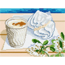 TH91 Ранкова кава. Quick Tapestry. Набір для вишивки пряжею гобеленовим стібком по канві з малюнком