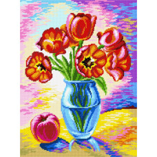 TJ27 Quick Tapestry Набір для вишивки друкованим гобеленом - Ваза з тюльпанами 36x57см (схема на страміні) TJ27 Quick Tapestry Набір для вишивки друкованим гобеленом - Ваза з тюльпанами 36x57см (схема на страміні)