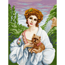 TJ28 Quick Tapestry Набір для вишивки друкованим гобеленом - Пані з собачкою ©Ф. Мартен-Кавель 36x57см (схема на страміні) TJ28 Quick Tapestry Набір для вишивки друкованим гобеленом - Пані з собачкою ©Ф. Мартен-Кавель 36x57см (схема на страміні)