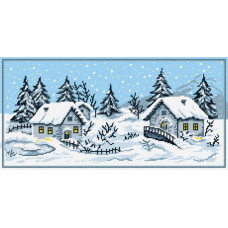 TS14 Зимовий пейзаж. Quick Tapestry. Набір для вишивки пряжею гобеленовим стібком по канві з малюнком