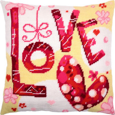 V223 Чарівниця Набір для вишивки друкованим напівхрестиком - Подушка Love 40x40 см (схема на канві)
