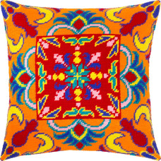 V533 Чарівниця Набір для вишивки друкованим хрестиком - Подушка Сонячний талісман 40x40 см, страмін (схема на канві)