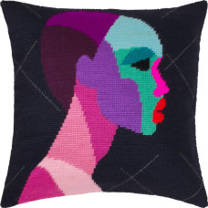 V543 Чарівниця Набір для вишивки друкованим напівхрестиком - Подушка Загадковість 40x40 см, страмін (схема на канві)
