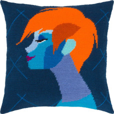 V544 Чарівниця Набір для вишивки друкованим напівхрестиком - Подушка Спокуса 40x40 см, страмін (схема на канві)