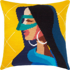 V548 Чарівниця Набір для вишивки друкованим напівхрестиком - Подушка Таємниця 40x40 см, страмін (схема на канві)