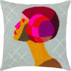V550 Чарівниця Набір для вишивки друкованим напівхрестиком - Подушка Мрійливість 40x40 см, страмін (схема на канві)
