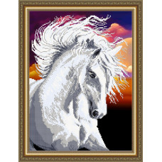 VKA3134 Білий кінь. ArtSolo. Схема на тканині для вишивання бісером