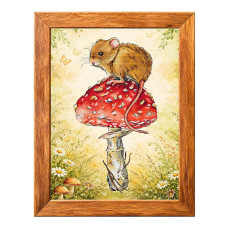 VMC_1010 Voloshka Набір для вишивки рахунковим хрестиком - Миша на грибочку 17x31 см, Aida 16 (канва з фоном)