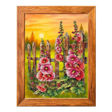 VMC_1011 Voloshka Набір для вишивки рахунковим хрестиком - Мальви 25x32 см, Aida 16 (канва з фоном)