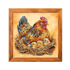 VMC_1018_A Voloshka Набір для вишивки рахунковим хрестиком - Квочка з курчатами 27x26см, Aida 16 (канва з фоном)