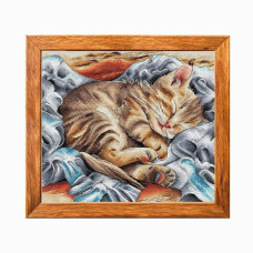 VMC_1019_R Voloshka Набір для вишивки рахунковим хрестиком - Кошеня 26,5x29,5 см, рівномірка 32 ct (канва з фоном)