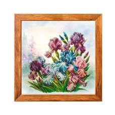 VMC_1027 Voloshka Набір для вишивки рахунковим хрестиком - Іриси 33x33 см, Aida 16 (канва з фоном)