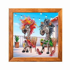 VMC_1029 Voloshka Набір для вишивки рахунковим хрестиком - Зебри в шоці 33x33 см, Aida 16 (канва з фоном)