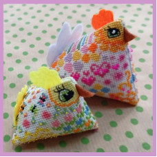 VN-265 Olanta Набір для вишивки рахунковим хрестиком - Іграшка Курка з курчам, Aida 18 (2 шт)