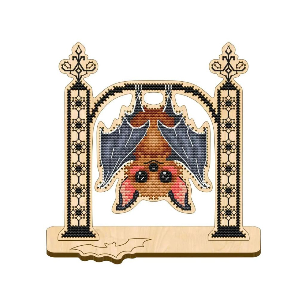 VW_009 Voloshka Набір для вишивки рахунковим хрестиком по дереву - Іграшка Кажан Хелловін 12,5x13,6 см VW_009 Voloshka Набір для вишивки рахунковим хрестиком по дереву - Іграшка Кажан Хелловін 12,5x13,6 см