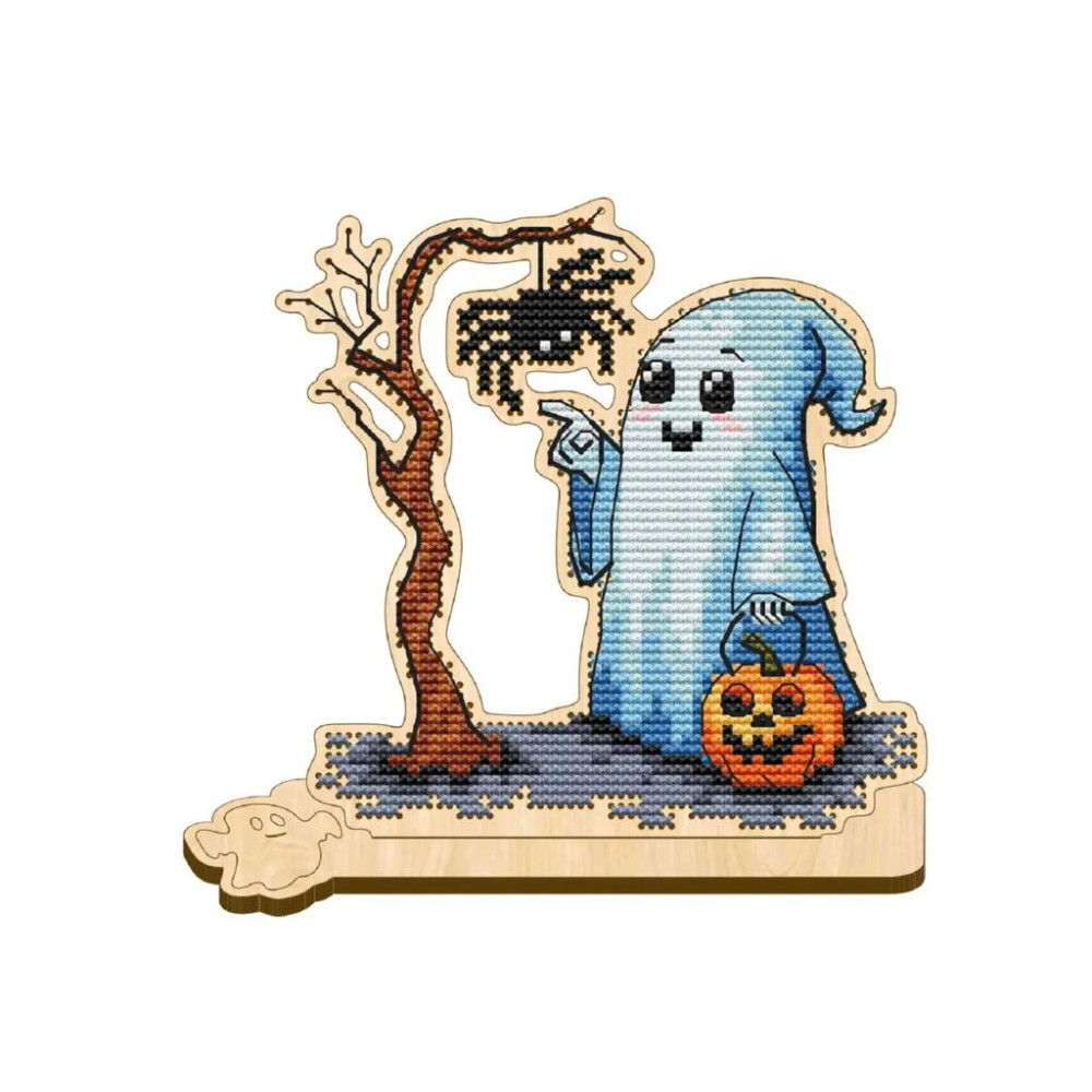 VW_010 Voloshka Набір для вишивки рахунковим хрестиком по дереву - Іграшка Привид Хелловін 11,2x11 см VW_010 Voloshka Набір для вишивки рахунковим хрестиком по дереву - Іграшка Привид Хелловін 11,2x11 см