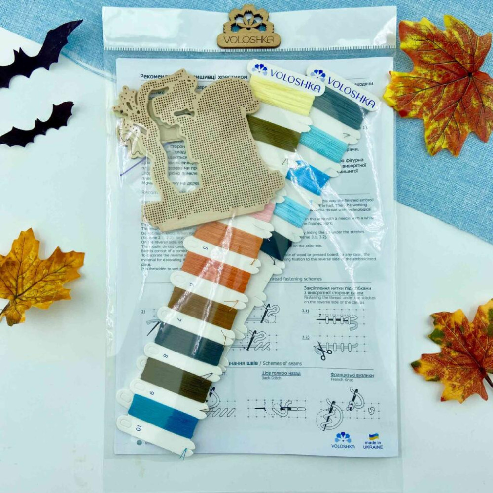 VW_010 Voloshka Набір для вишивки рахунковим хрестиком по дереву - Іграшка Привид Хелловін 11,2x11 см VW_010 Voloshka Набір для вишивки рахунковим хрестиком по дереву - Іграшка Привид Хелловін 11,2x11 см