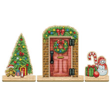 VW_013 Voloshka Набір для вишивки рахунковим хрестиком по дереву - Іграшка Новорічні двері