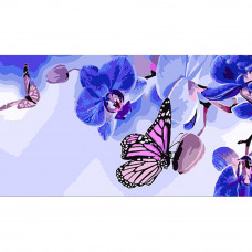 WW200 Метелики на орхідеях, 50х25 см. Strateg. Картина за номерами (Стратег)