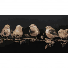WW205 Пташки на гілці, 50х25 см. Strateg. Картина за номерами (Стратег)