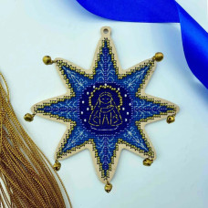 YuMI_003W Voloshka Набір для вишивки хрестом та бісером по дереву YuMI - Іграшка Різдв'яна зірка 12x12 см