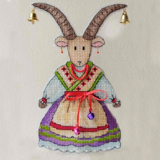 YuMI_010 Voloshka Набір для вишивки хрестом та бісером YuMI - Фігурка Коза Маланка 10,9х16,5 см, Aida 14 ct пластикова