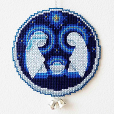 YuMI_037 Voloshka Набір для вишивки хрестом та бісером YuMI - Фігурка Різдвяна колиска 9,6х9,6 см, Aida 14 ct пластикова